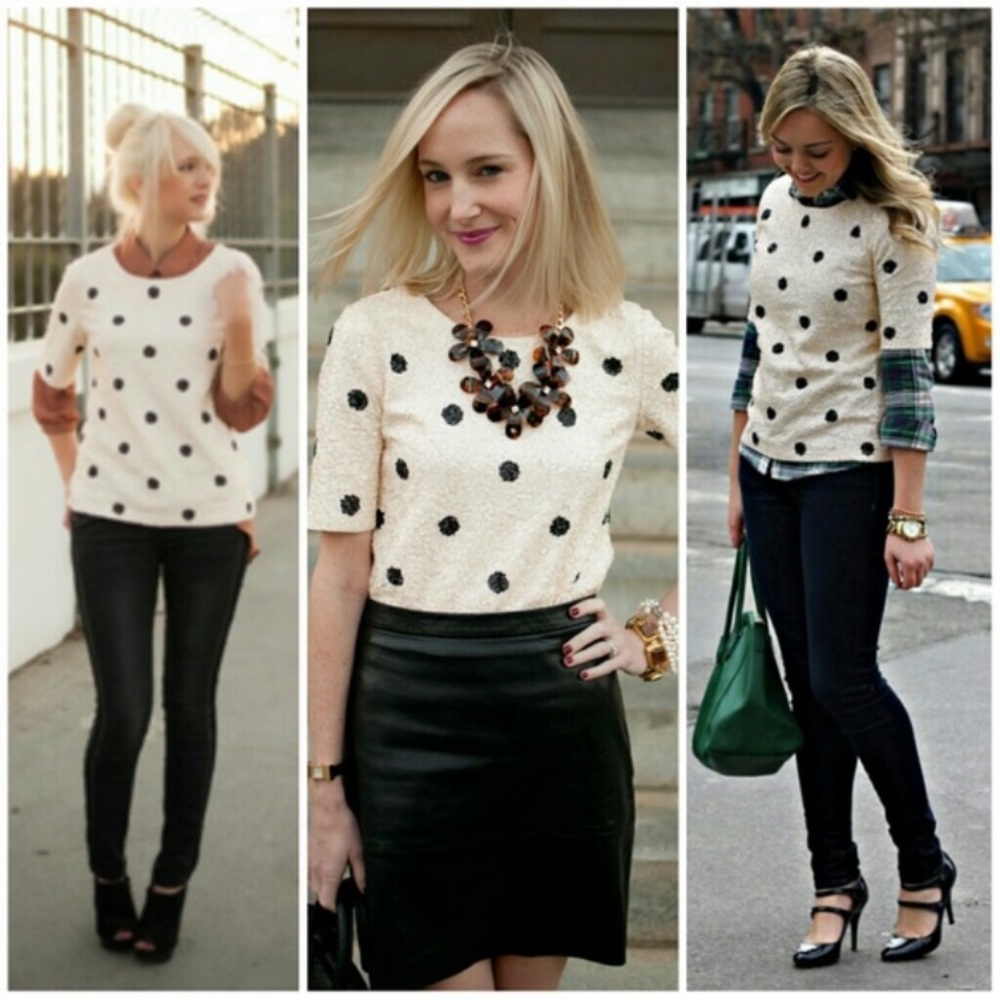 JCrew Polka Dot Sequin Top size Small NWOT